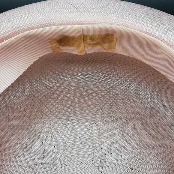 Pretty Pink Summer Women's Hat with Band Bow & Veil Short Brim Vintage - Picture 8 of 8